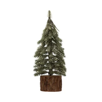 Creative Co-op Faux Fur Tree w/Wood Slice Base & Snow Finish