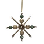 Creative Co-op Glass Bead Snowflake Ornament w/Tinsel & Glitter