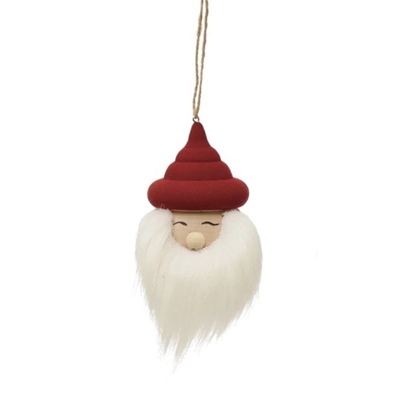Creative Co-op Wooden Santa Face Ornament