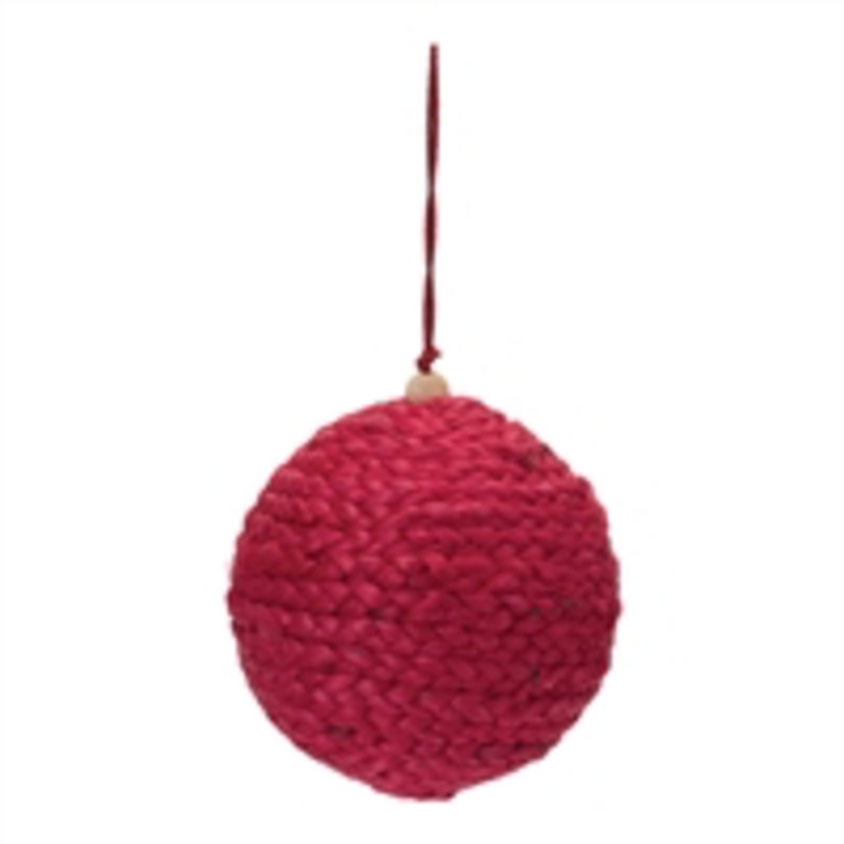 Melrose Red Jute Ball Ornament 5”
