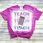 Daydreamer Designs Daydreamer Designs Teach Leopard Pencil Bleached T-Shirt