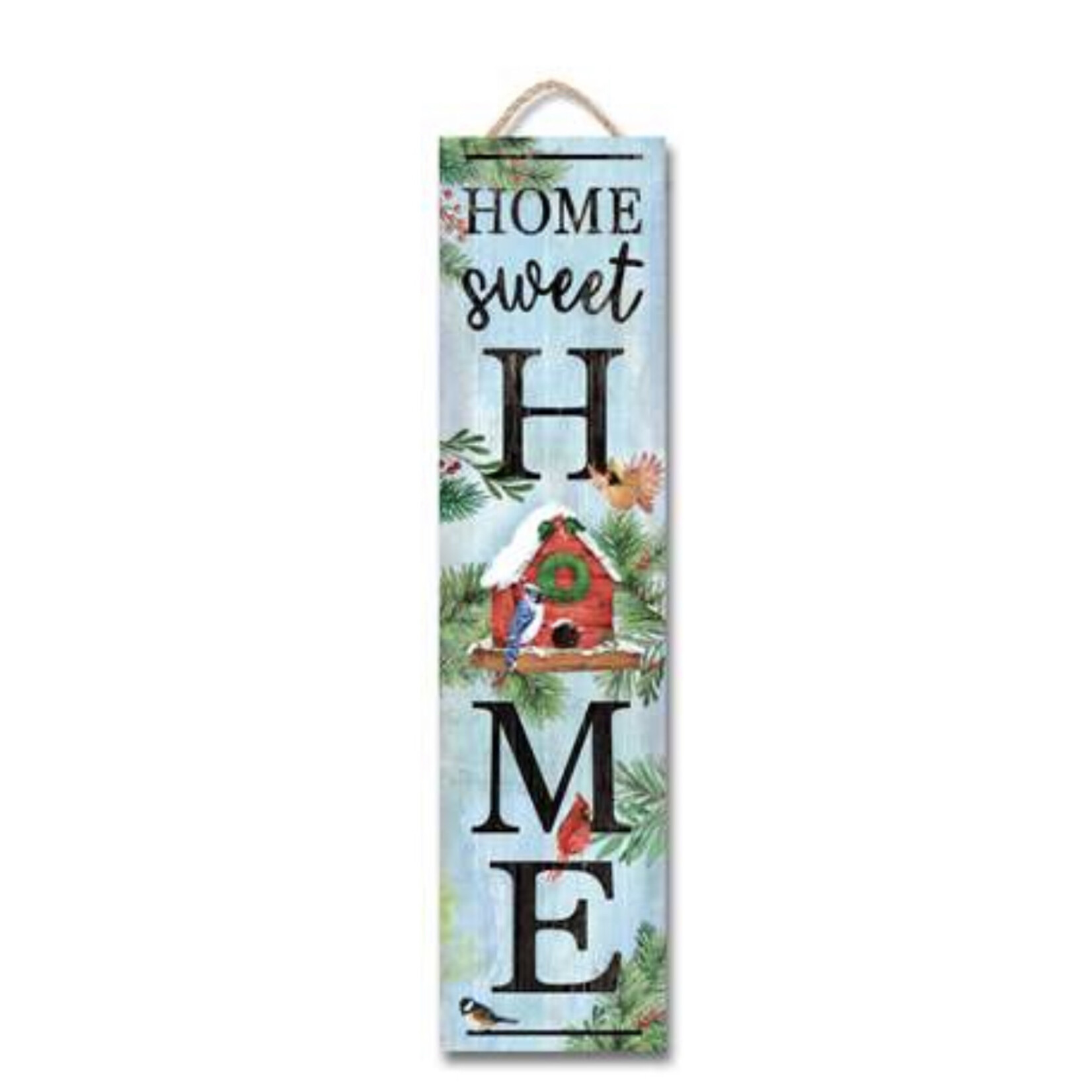 My Word! Home Sweet Home Birdhouse w/Holly Stand Out Tall Sign