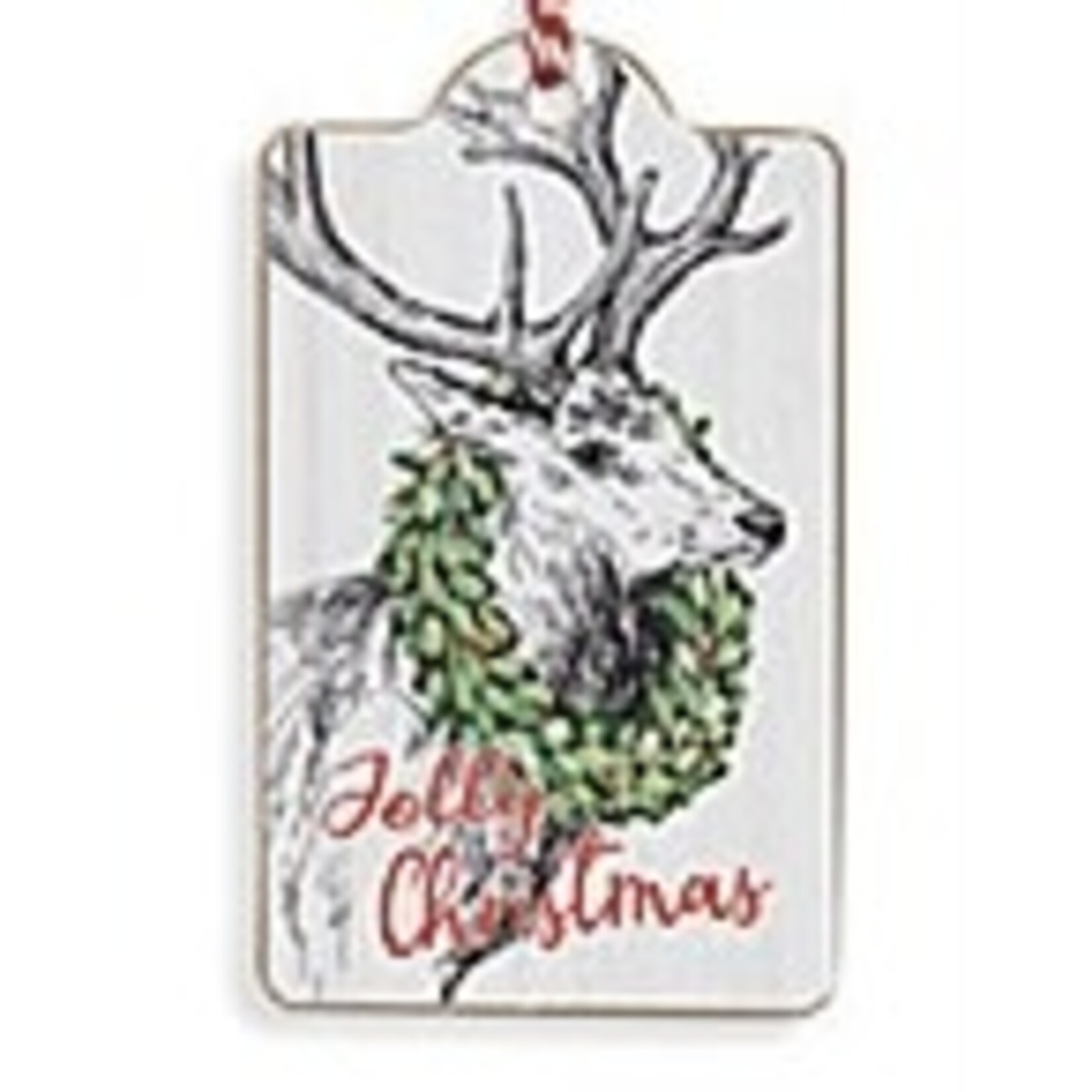 Gerson Jolly Christmas Reindeer Tag Ornament