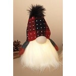Gerson Red & Black Plaid Lighted Gnome Style 1
