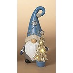 Gerson Lighted Gnome w/Blue Hat & Tree