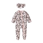 Mudpie Mudpie Bamboo Leopard Ruffle Sleeper & Headband Set