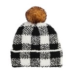 Mudpie Mudpie Black & White Check Chenille Beanie