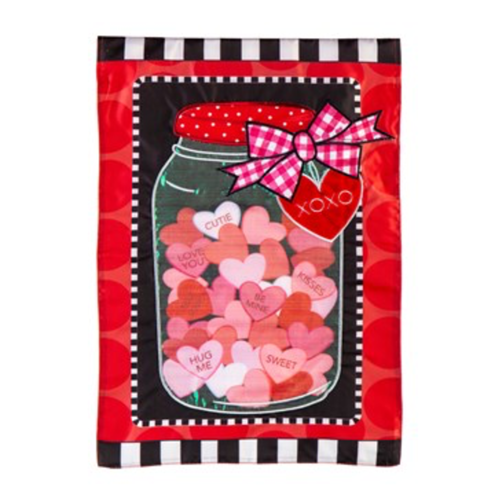 Evergreen Mason Jar of Hearts Garden Applique’ Flag