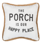 Ganz White Porch Pillow Our Happy Place