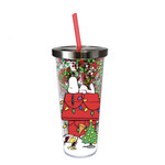 Spoontiques Snoopy Glitter Christmas Cup w/Straw