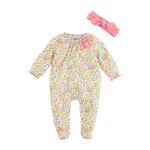 Mudpie Mudpie Floral Printed Sleeper & Headband Set 6-9M