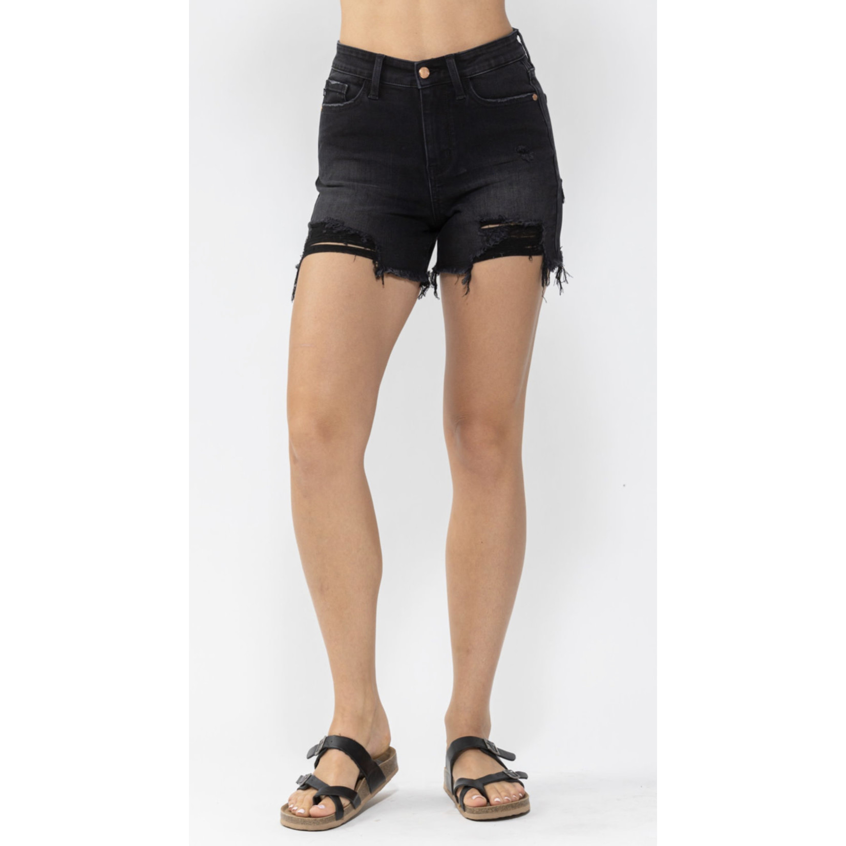 Judy Blue Judy Blue Black Fray Hem Shorts 15272 Size Large
