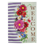 Evergreen Divided Floral Garden Burlap Flag