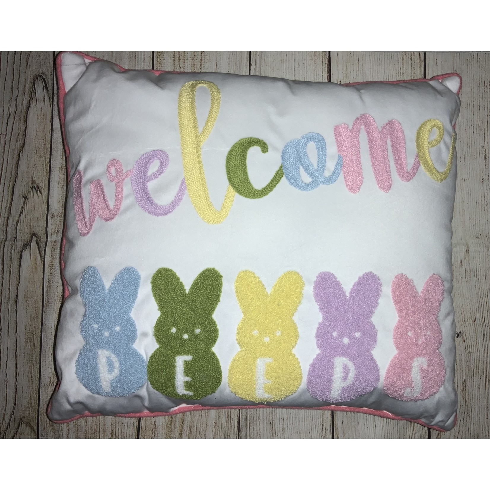 Gerson Fabric Welcome Peeps Easter Pillow Style 2