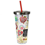 Spoontiques Teacher Sticker Art Glitter Cup w/Straw