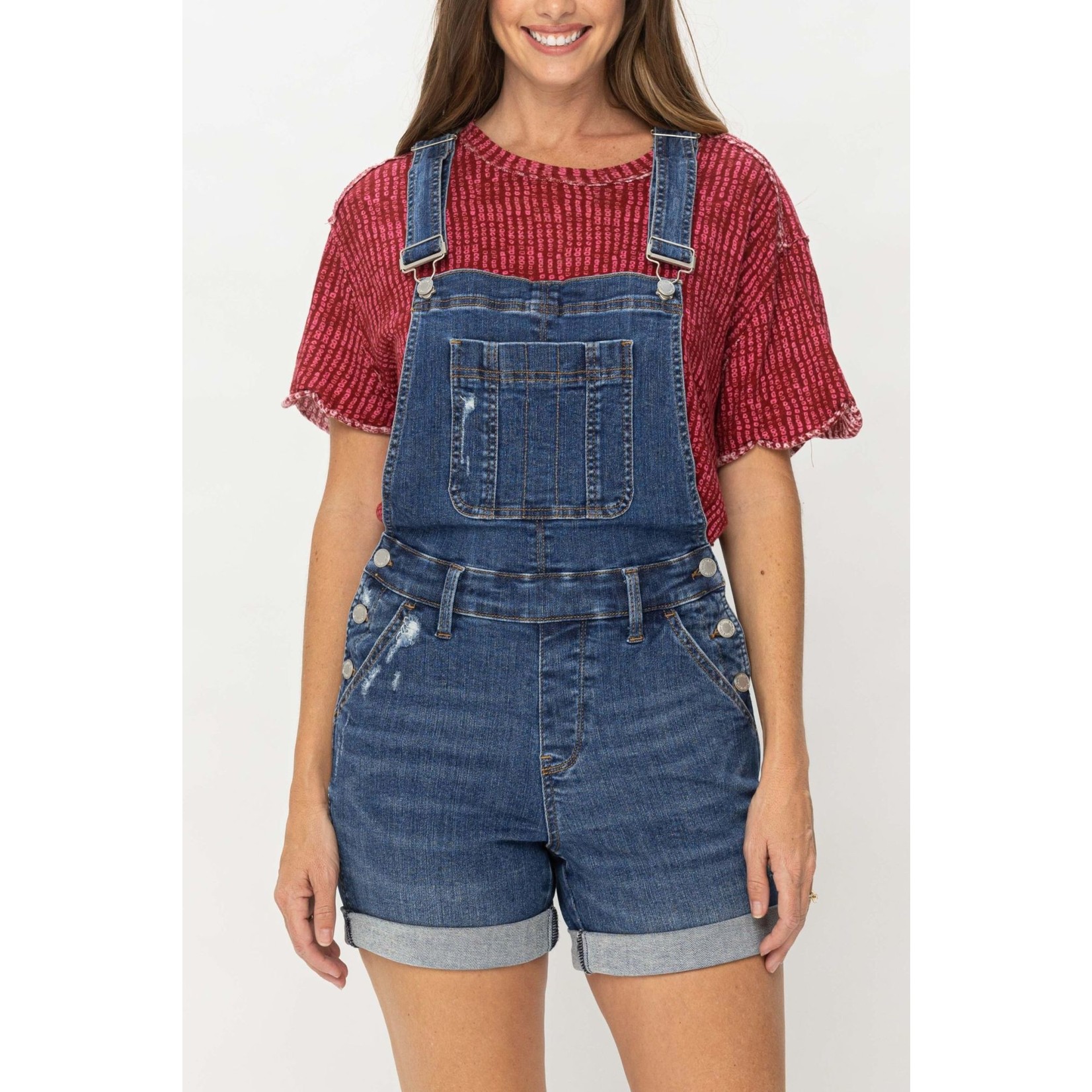 Judy Blue Judy Blue Destroyed & Double Cuffed Short Overalls 150221