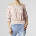 Coco + Carmen Coco+Carmen Mirabel Smocked Lace Blouse Dusty Rose