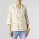 Coco + Carmen Coco+Carmen Paulie Striped Hooded V-Neck Top Mustard