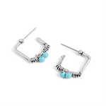 Whispers Whispers Silver Square Turquoise Beaded Stud Earrings WN004579