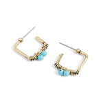 Whispers Whispers Gold Square Turquoise Beaded Earrings WN004580