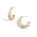 Whispers Whispers Gold Ripple Pearl Earrings WN004567