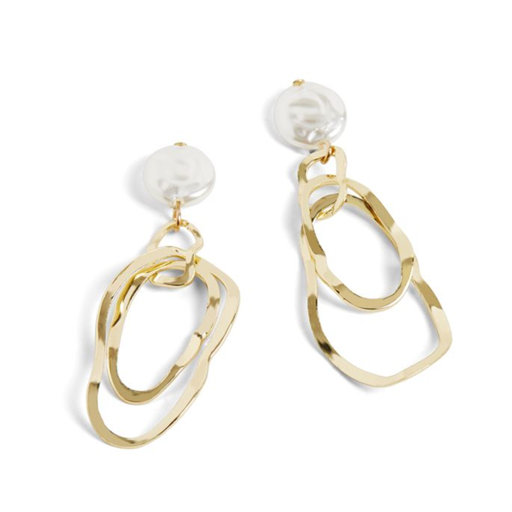 Whispers Whispers Gold Pearl Wave Earrings WN004565