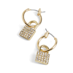 Whispers Whispers Gold Hoop Stone Lock Earrings WN004551