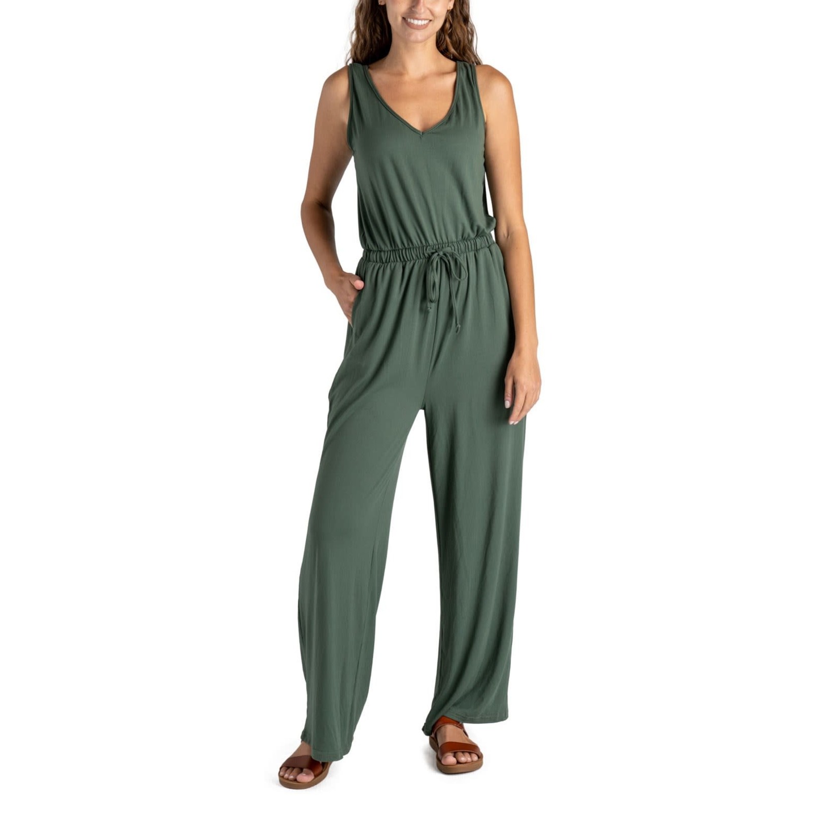 DM Merchandise All Thread Vineyard Jumpsuit Olive