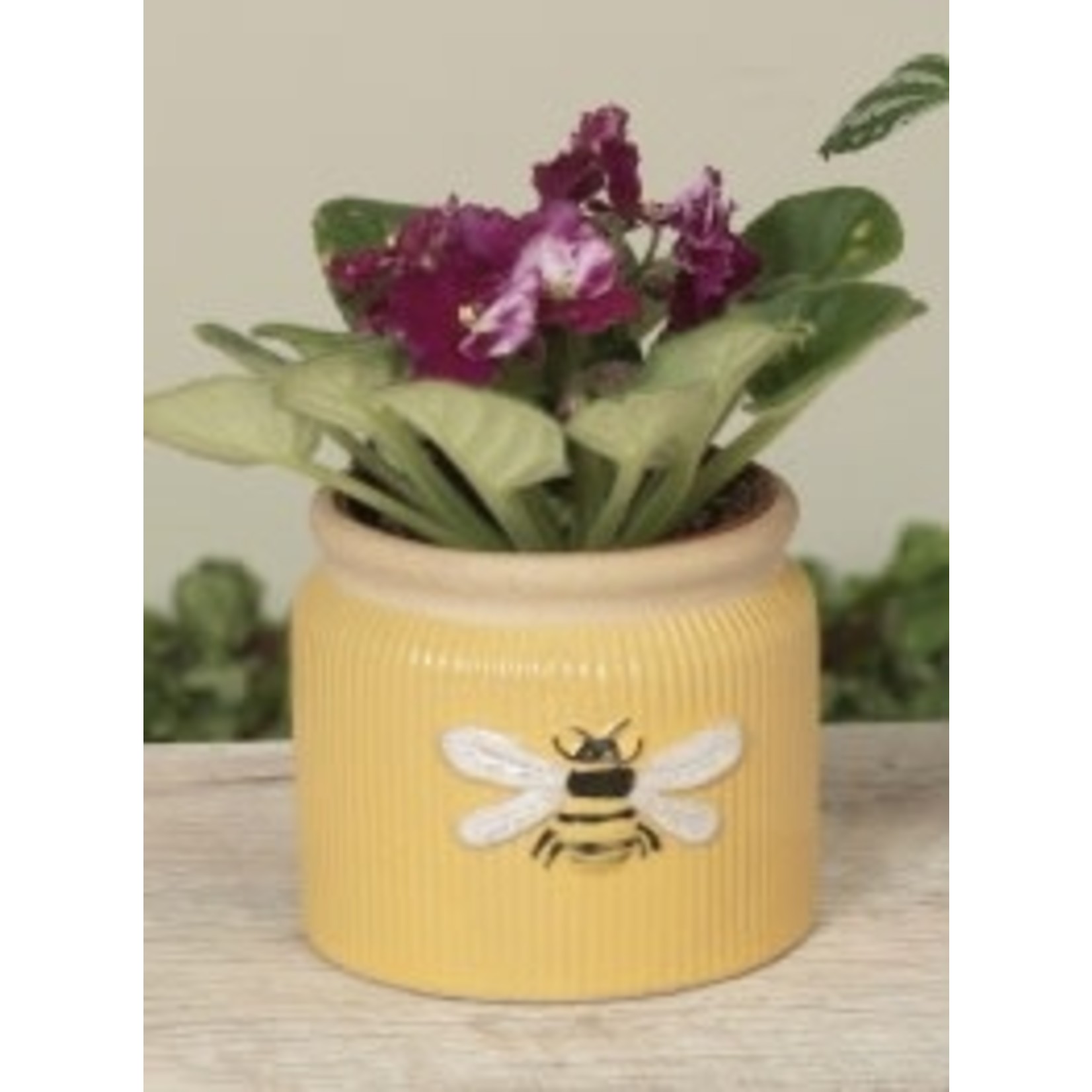 Gerson Ceramic Bee Design Planter Yellow