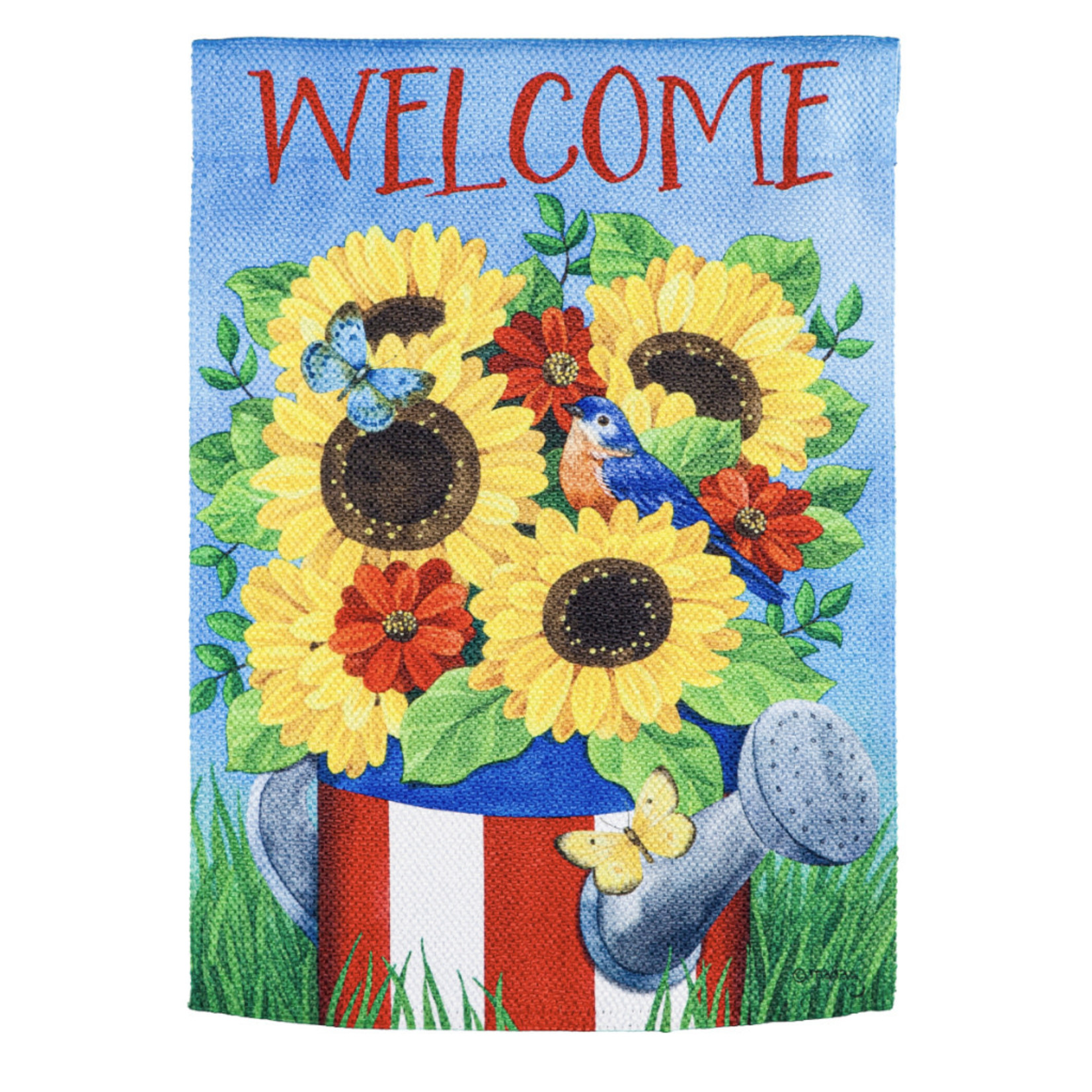 Evergreen Stars & Stripes Watering Can Garden Flag