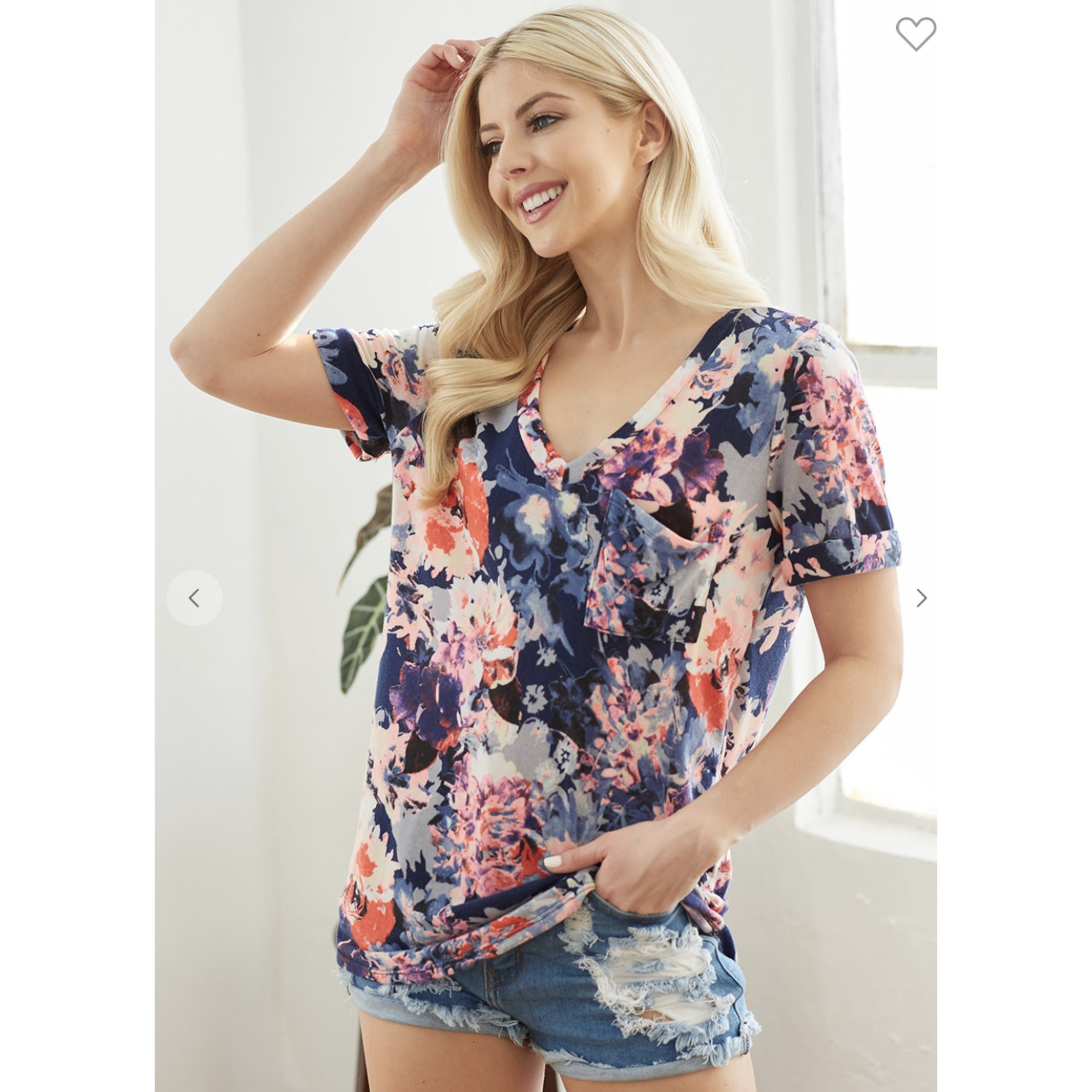 Lovely Melody Lovely Melody Floral V Neck Short Sleeve