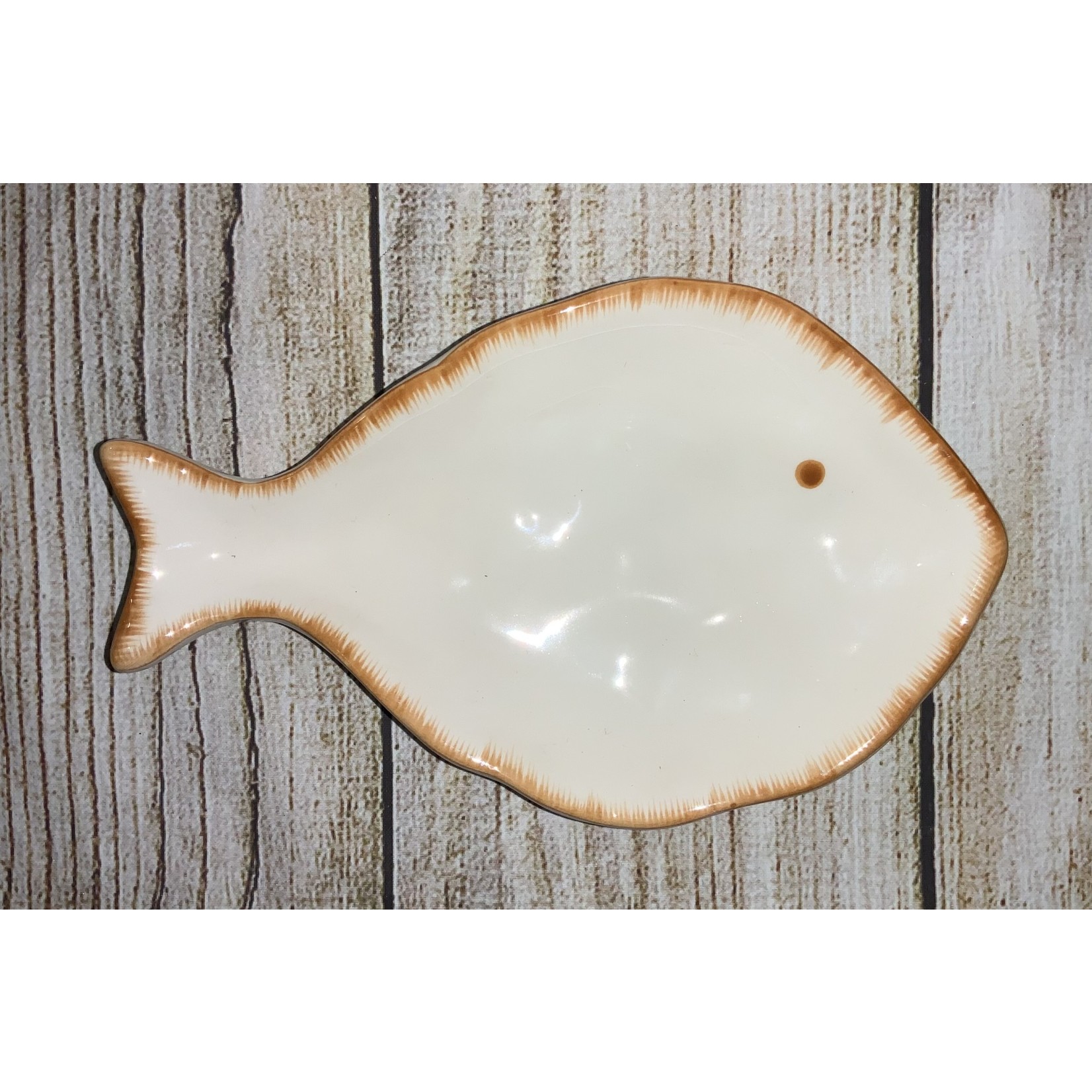 Creative Co-op Ceramic White Fish Tray