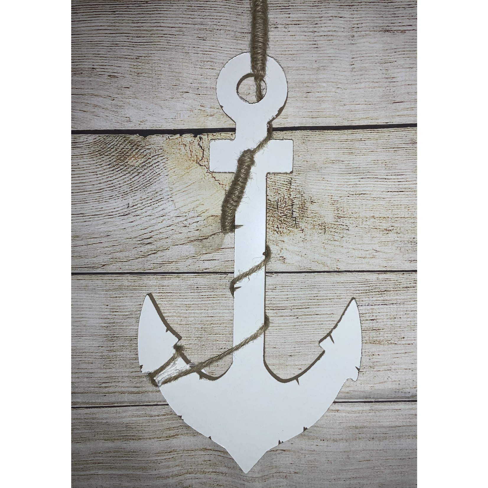 Youngs White Wooden Anchor Decor