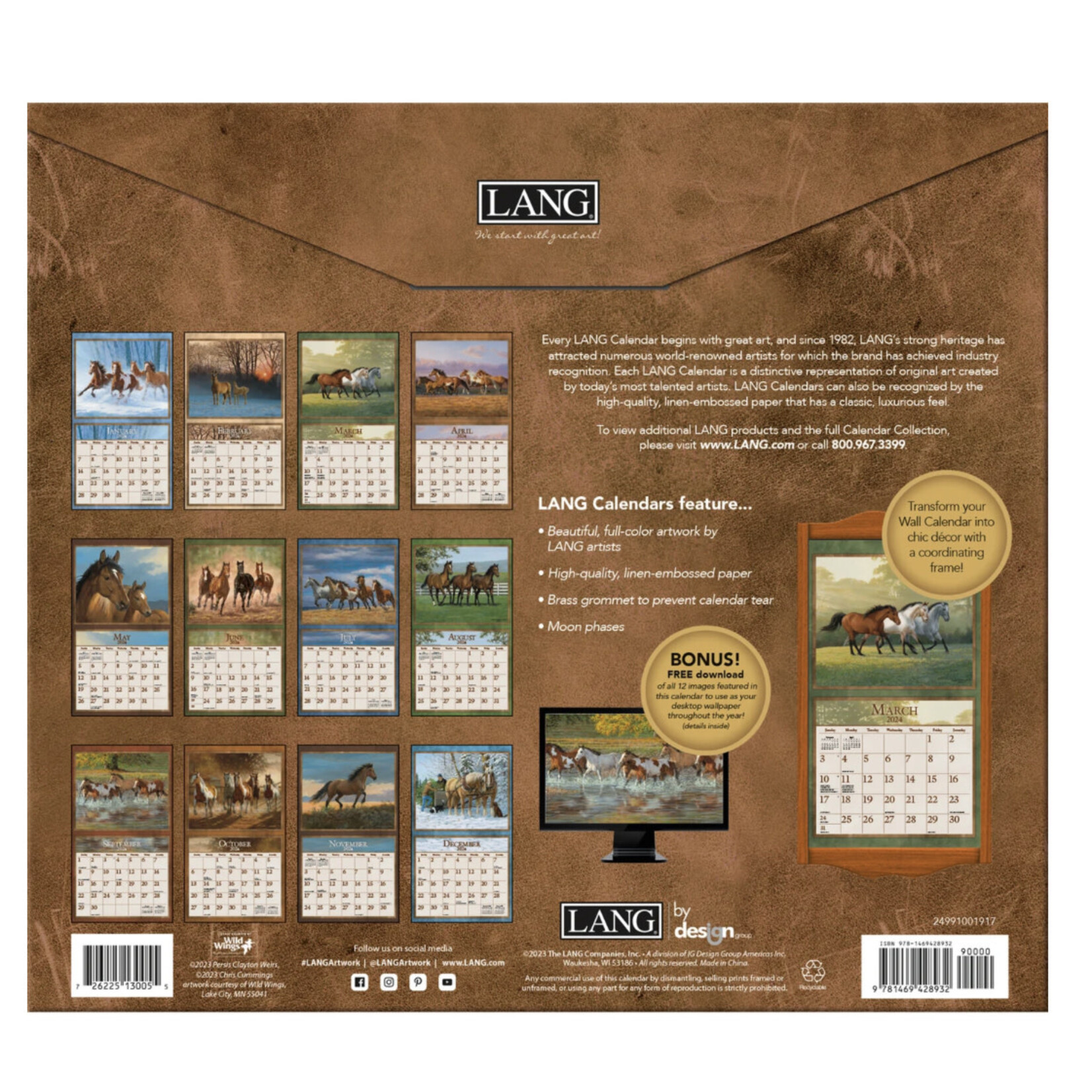 Horses in the Mist Wall Calendar 2024 A Gathering Place