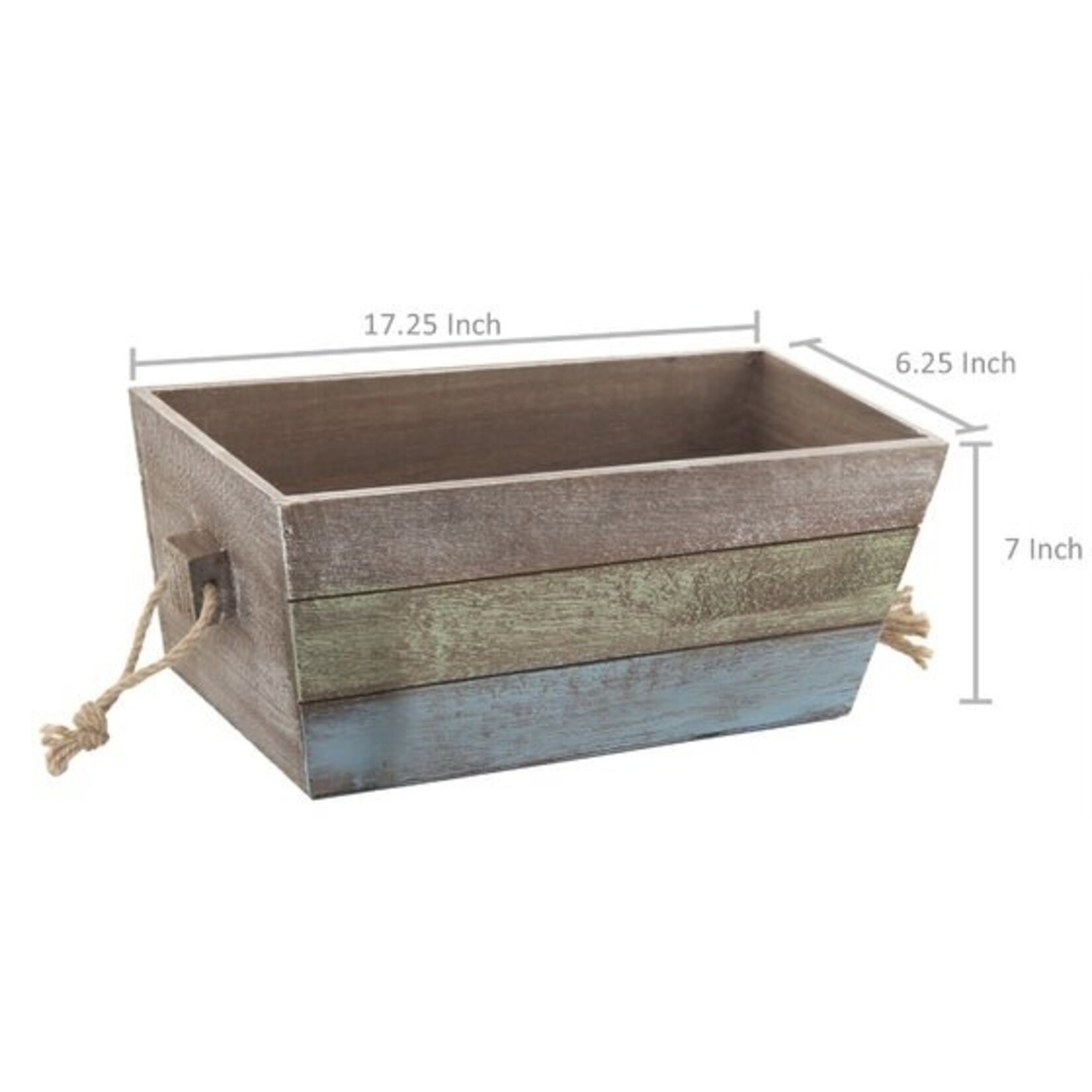 Transpac Wooden Crate w/ Rope Handles