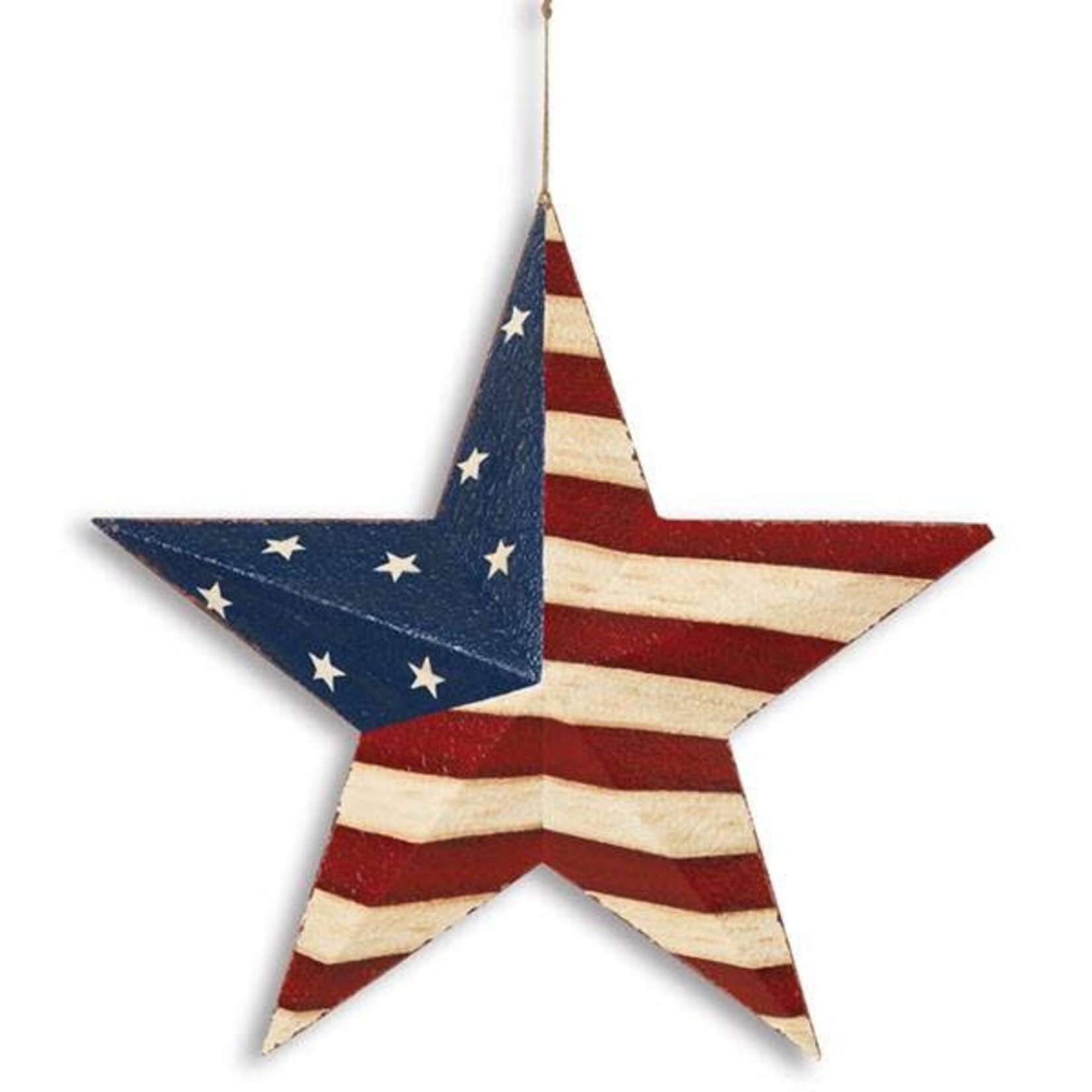 Gerson Flag Print Metal Star Decor 12”