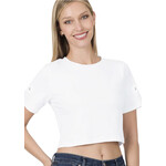 Zenana Zenana Cropped Round Neck Short Sleeve White