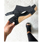 Corkys Corkys Carley Wedge Black Glitter Size 6