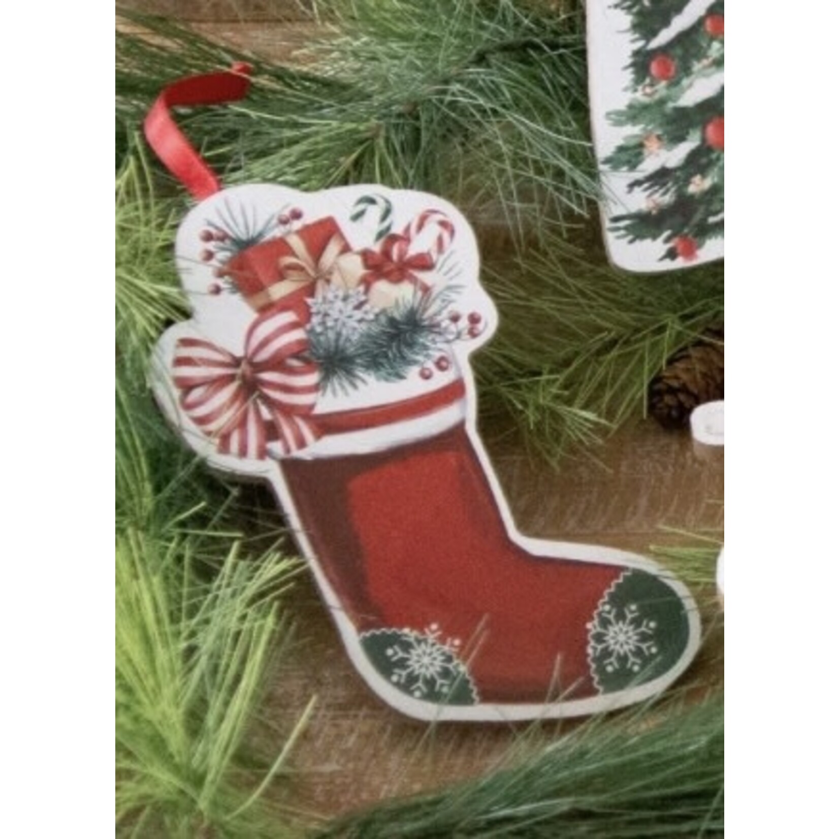 Audrey’s Stocking Vintage Print Christmas Ornament