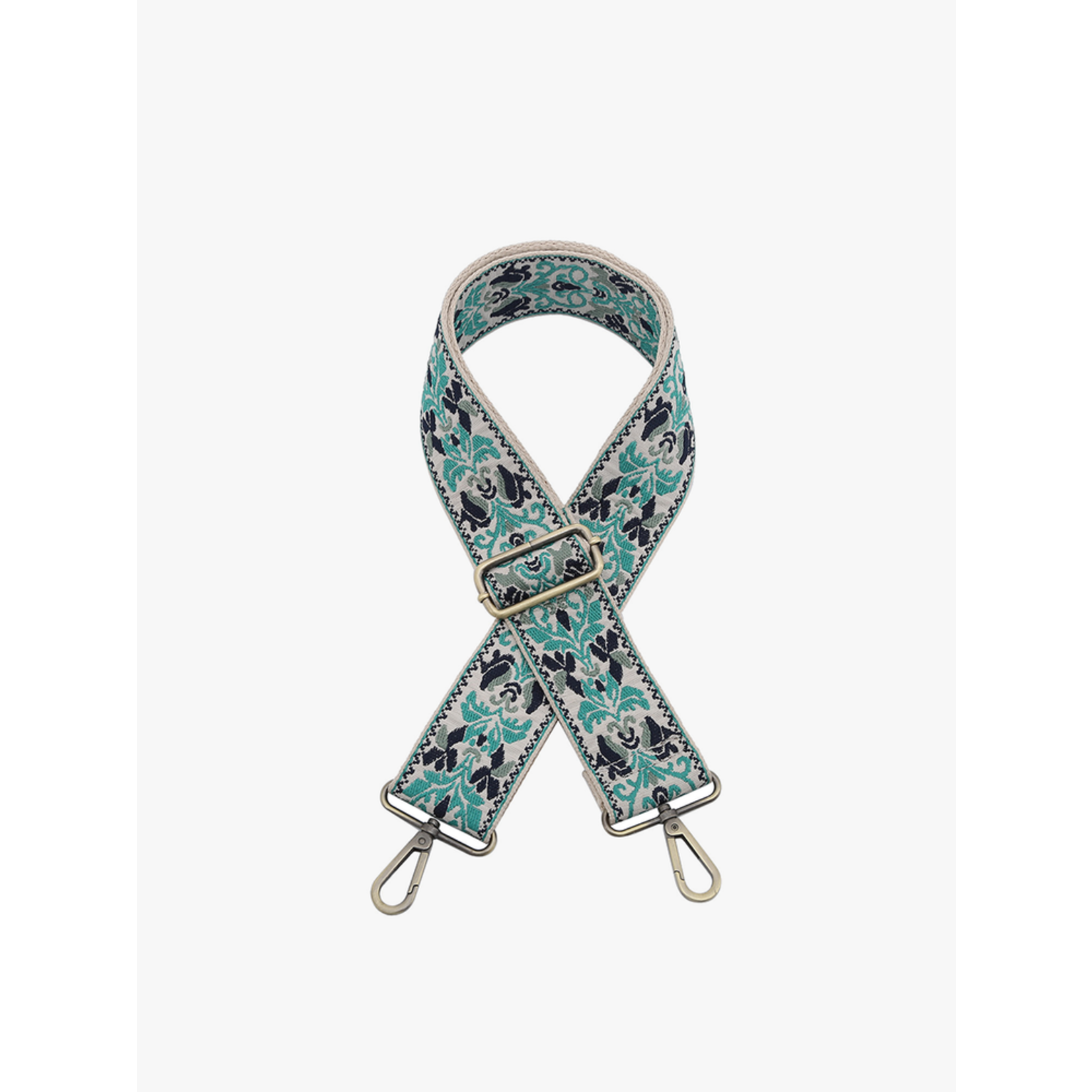 Jen & Co Jen & Co Adjustable Guitar Strap Boho Vine Green/Navy/Teal