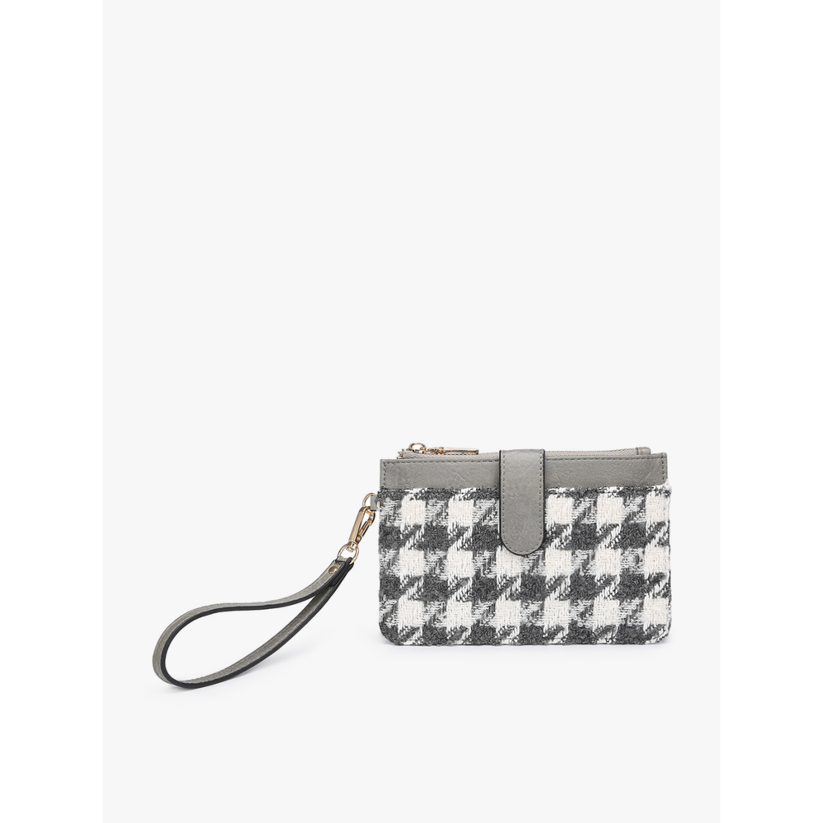 Jen & Co Jen & Co Pearl Wallet Grey/White Houndstooth WL2082