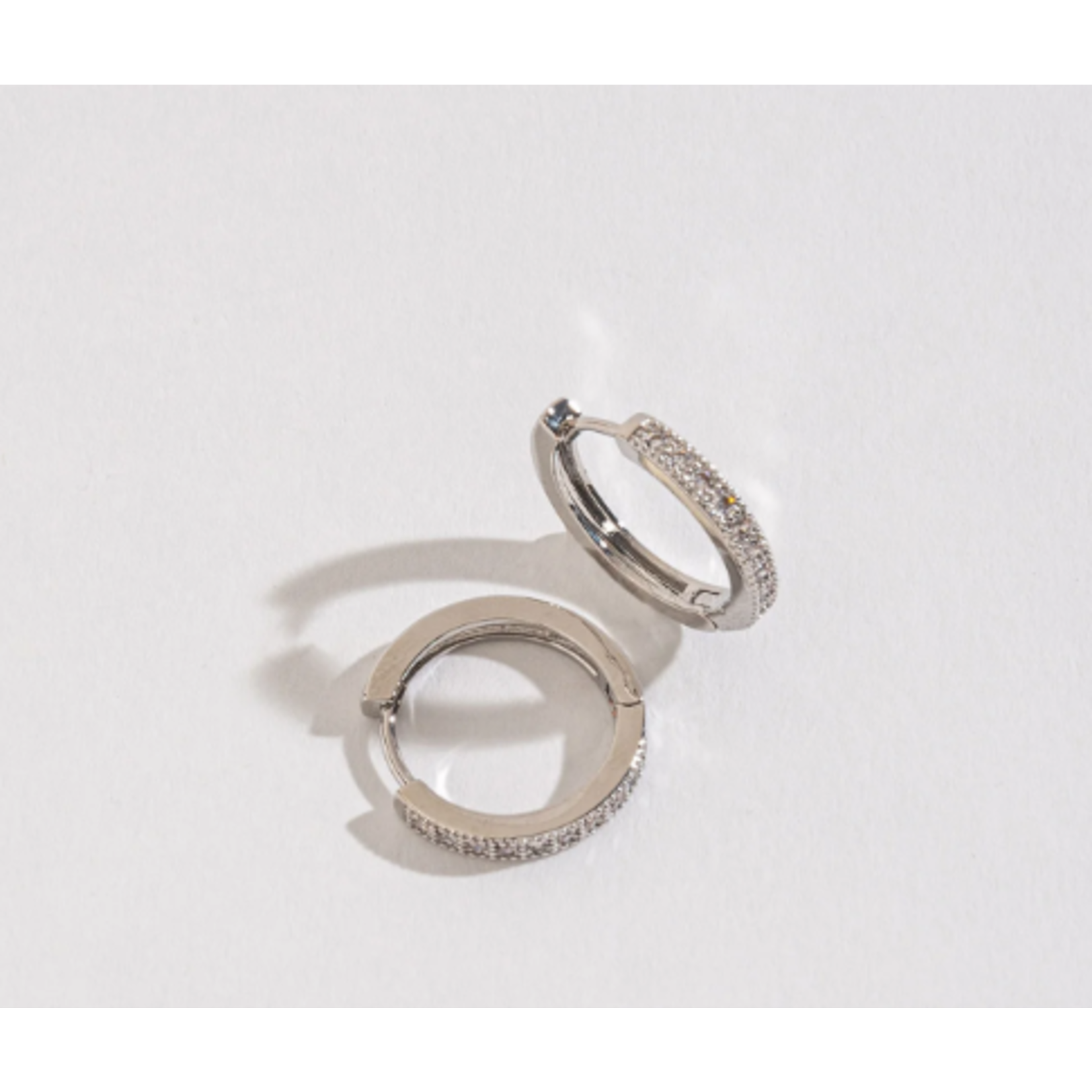 Howards Howard’s Medium Pave Style Hoop Earrings Silver