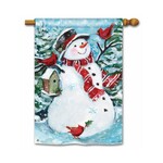 Studio M Snowman With Cardinals Standard House Flag