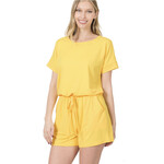 Zenana Zenana Romper with Pockets Yellow