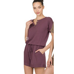 Zenana Zenana Romper with Pockets Eggplant Small