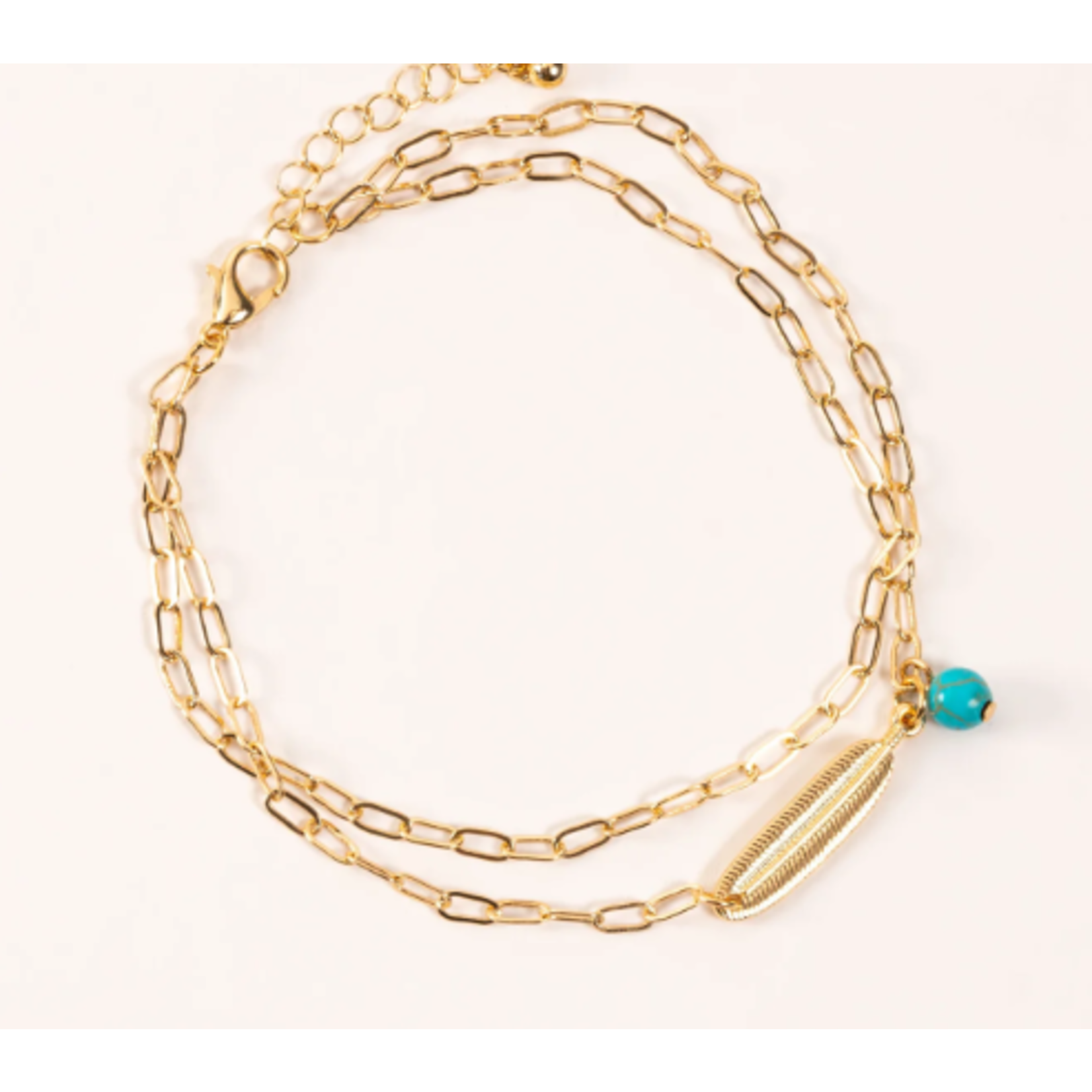 Elsie & Zoey Elsie & Zoey Feather 2 Row Chain Anklet