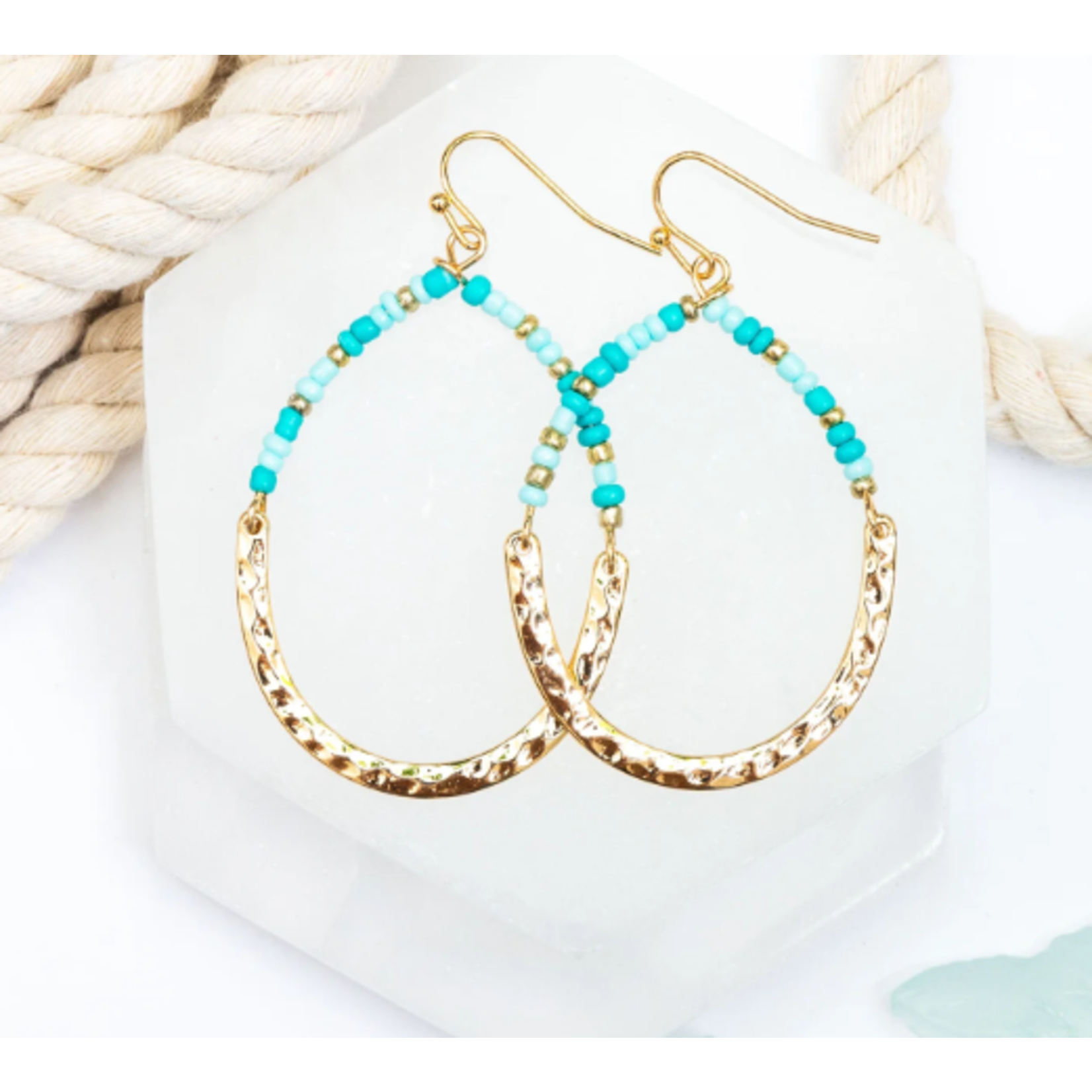 Elsie & Zoey Elsie & Zoey Teardrop Aqua Beaded Earings