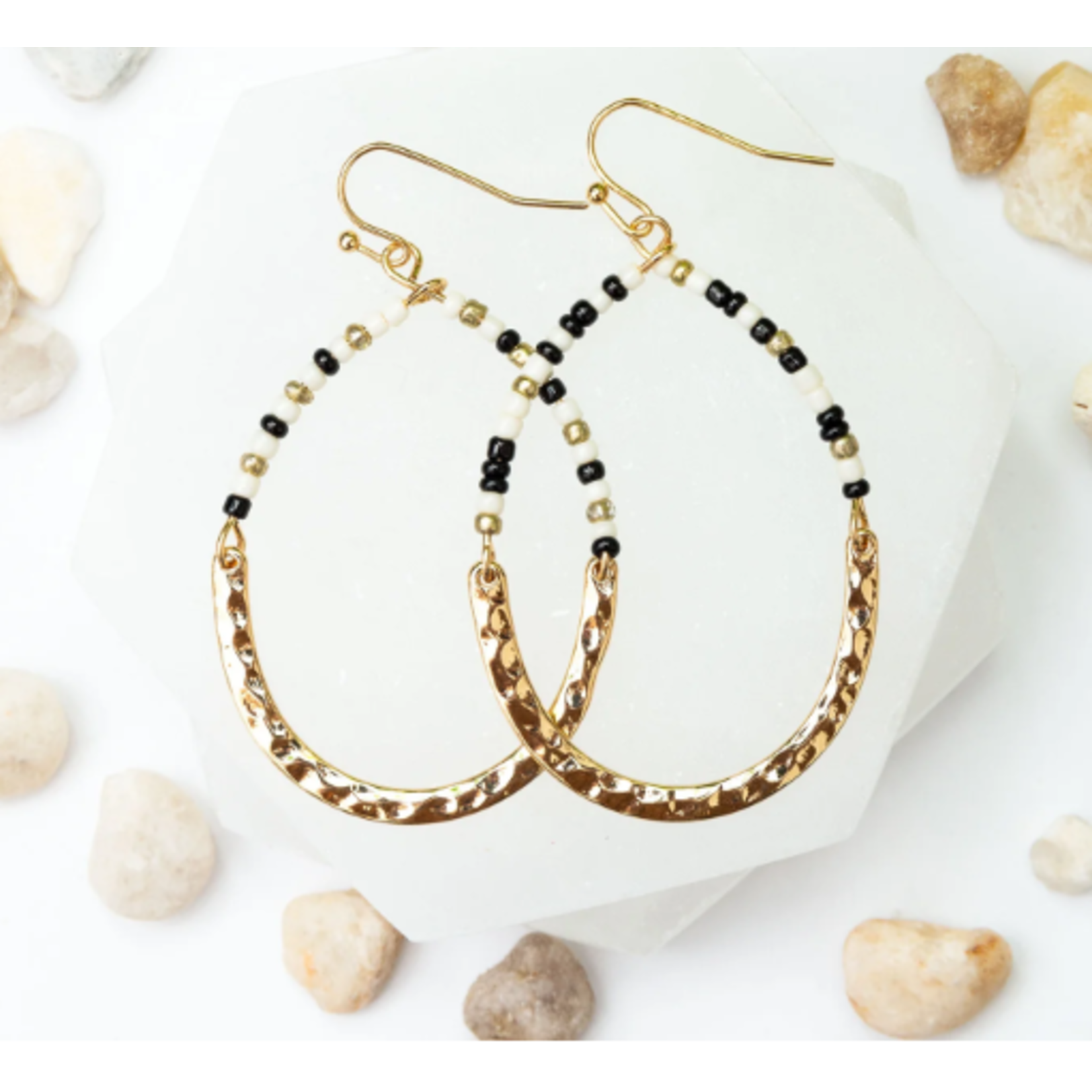 Elsie & Zoey Elsie & Zoey Teardrop White Beaded Earings