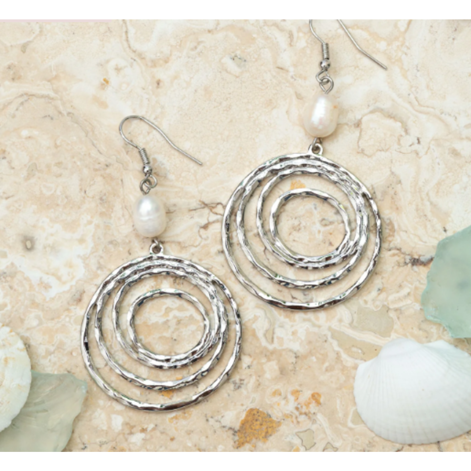 Elsie & Zoey Elsie & Zoey Silver Spiral With Pearl Earrings