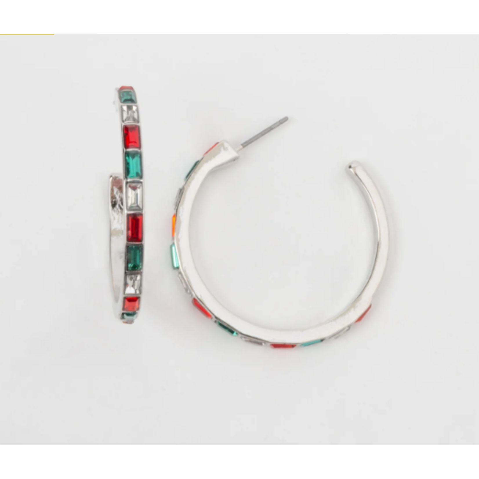 Howards Howard’s Silver Holiday Baguette Hoop Earrings